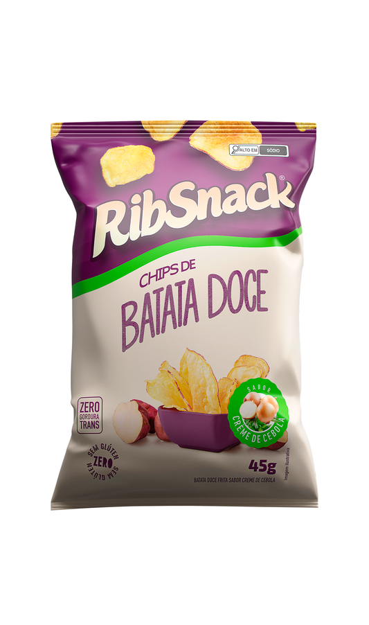 CHIPS DE BATATA DOCE - SABOR CREME DE CEBOLA