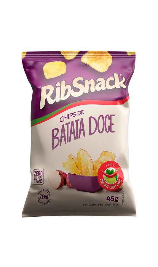 CHIPS DE BATATA DOCE - SABOR PIMENTA COM LIMÃO